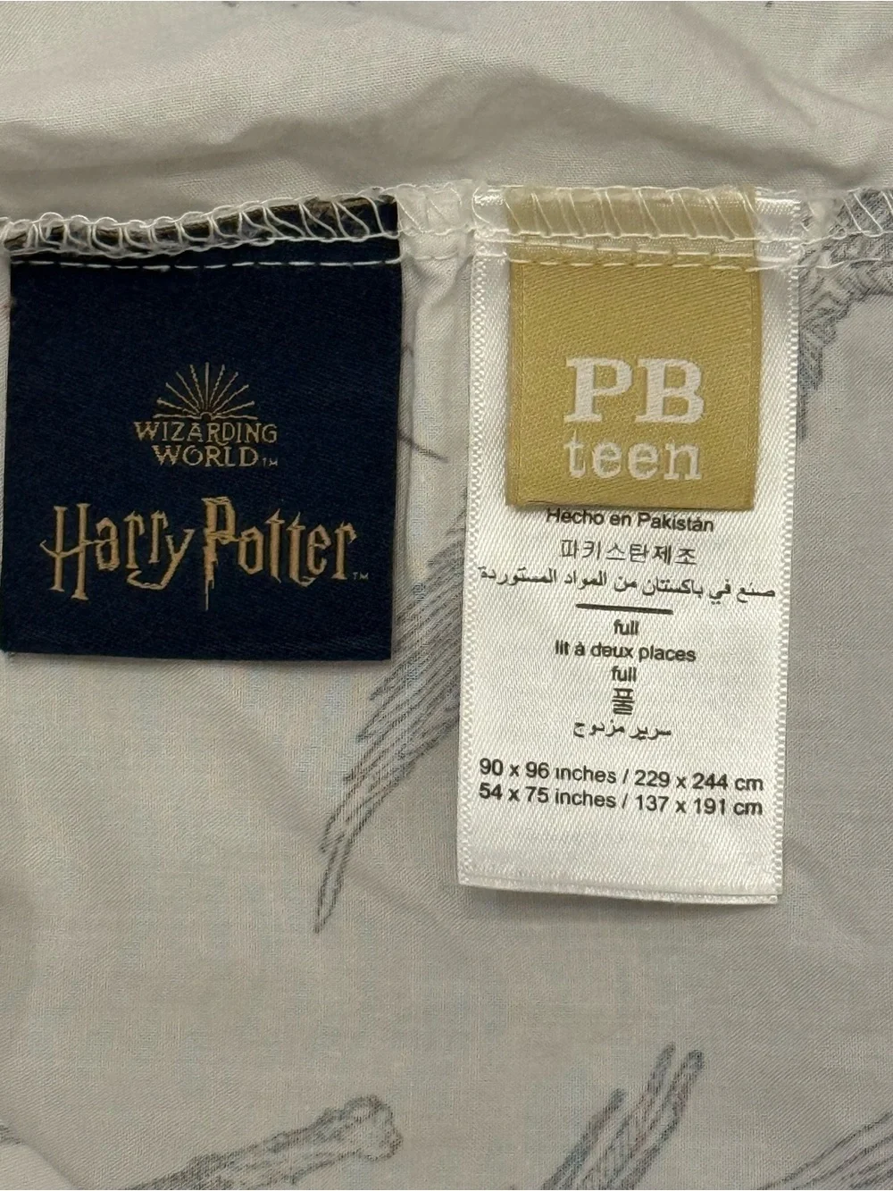 Pottery Barn Teen Wizarding World Harry Potter Black & White Size Full Sheet Set